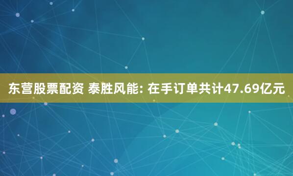 东营股票配资 泰胜风能: 在手订单共计47.69亿元